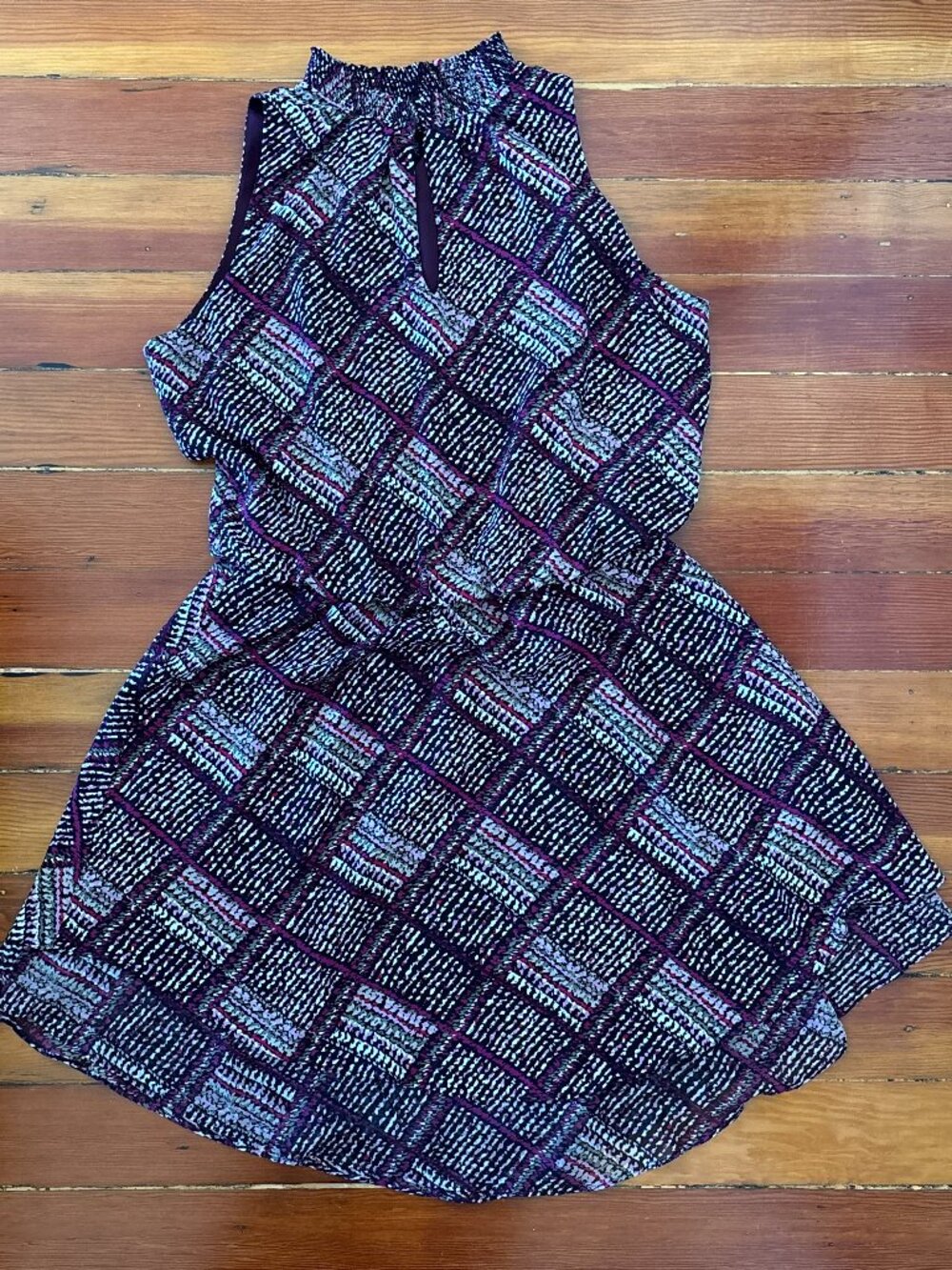 Indie Sleaze Blouson Halter Dress Plaid White House Black Market MED